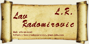 Lav Radomirović vizit kartica